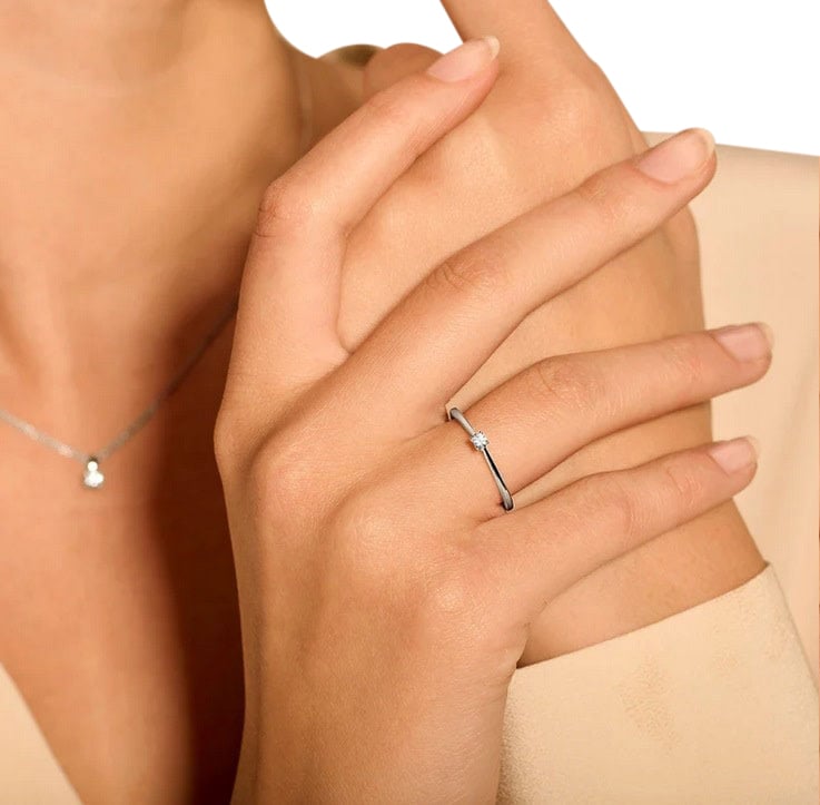 Blush 1621WDI/54 Ring 14 krt witgoud met diamant maat 54 Zilver