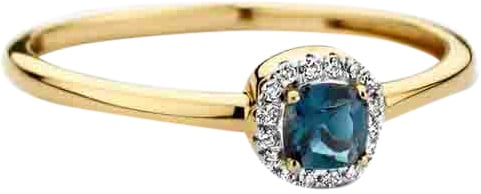 Blush Blush Ring 1636YDL/54 14k Geelgoud 0,05crt G SI Diamant en Blauwe Topaz Maat 54 Goud
