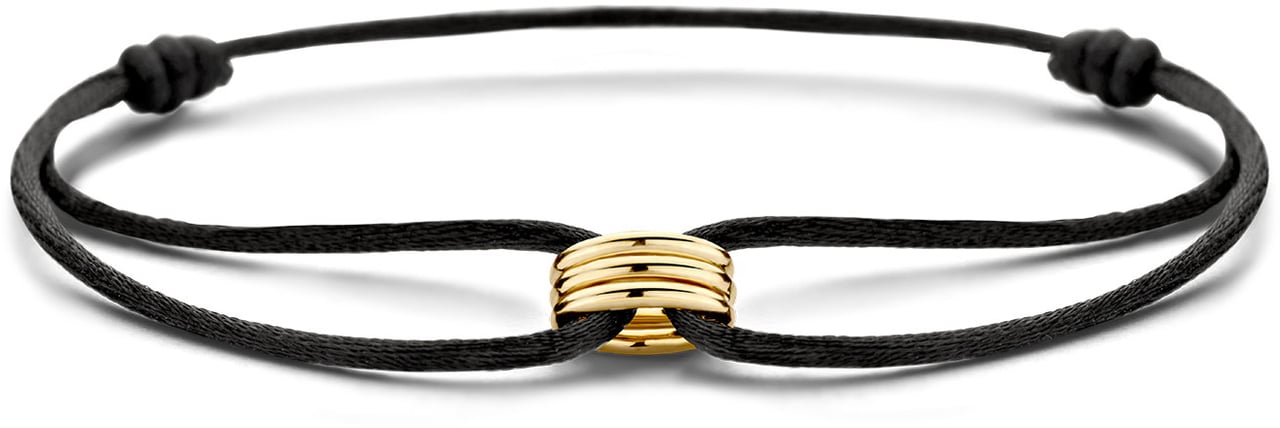 Blush Blush Armband 2173YGO 14k Geelgoud Bedel met Satijn Zwart Koort Zwart