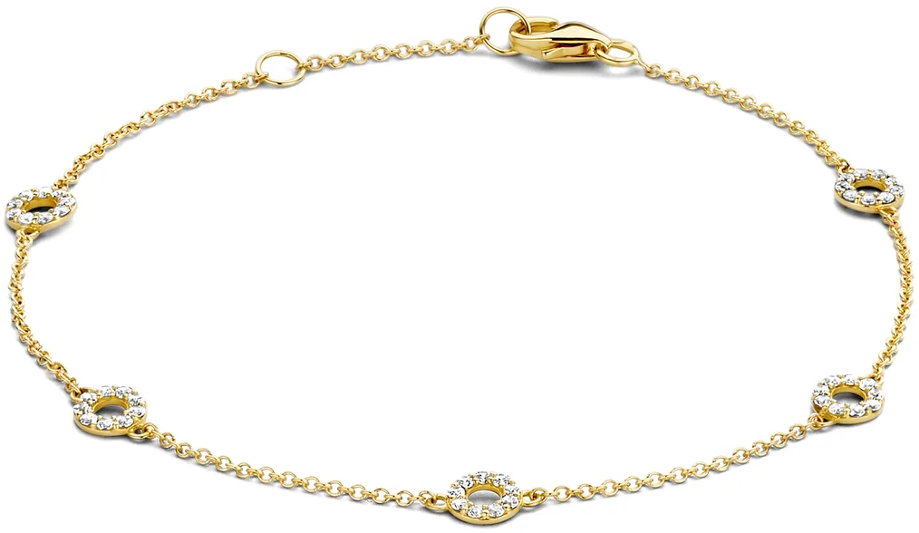 Blush Blush Armband 2200YZI 14k Geelgoud met cirkels vol met gezette zirkonia's lengte 18 cm Goud