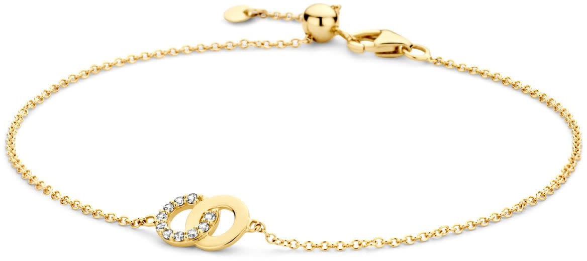 Blush Blush Armband 2223YZI 14k Geelgoud met 2x Cirkels met Briljant geslepen Zirkonia 18cm Goud