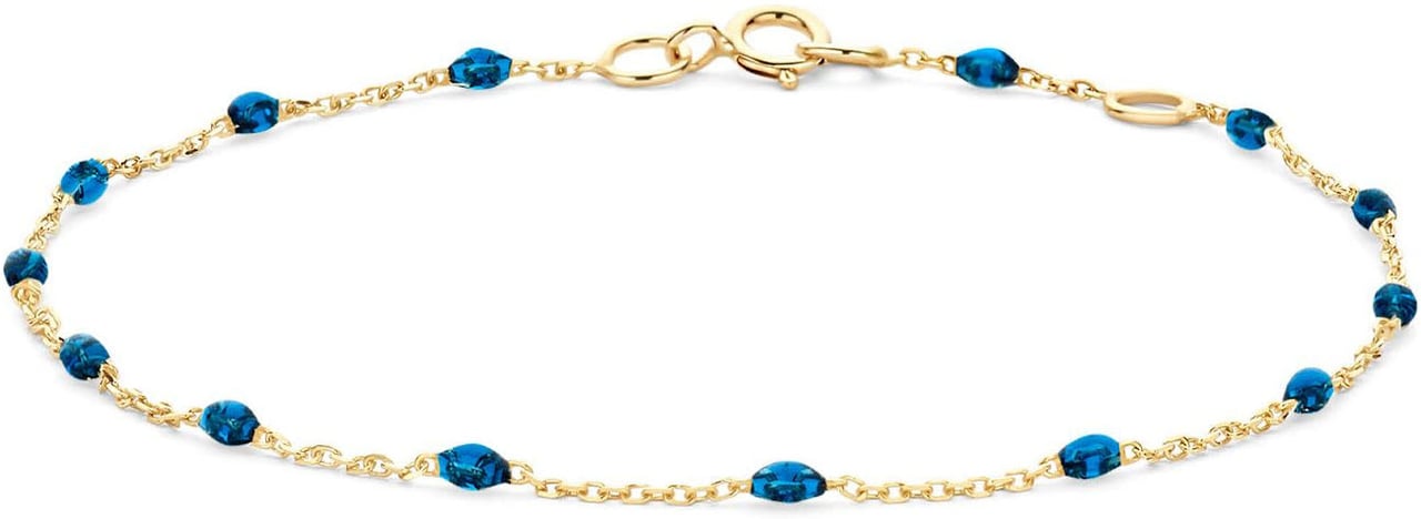 Blush Blush Armband 2226YRB 14K Geelgoud met blauw resin tussenstuk Goud