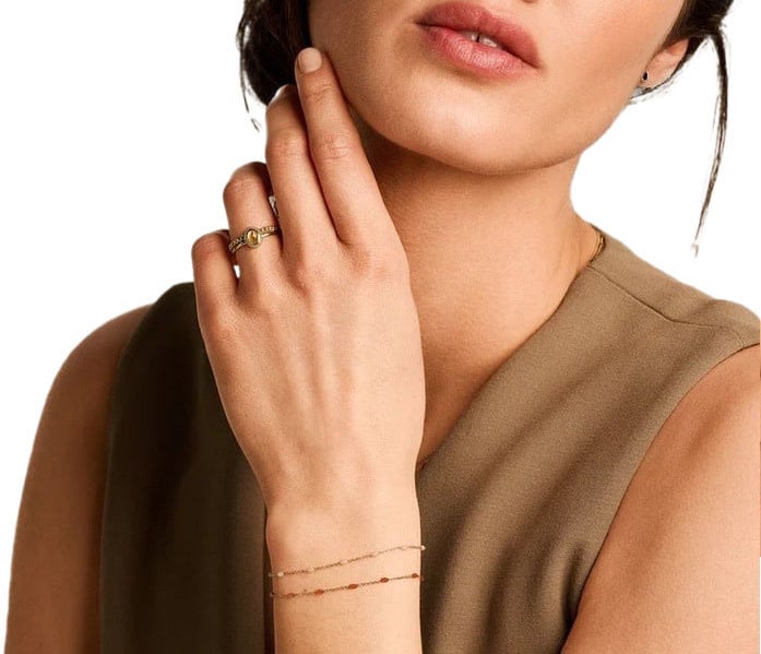 Blush Blush Armband 2226YRC 14k Geelgoud met Oranje Resin 16.5 - 18.5cm Goud