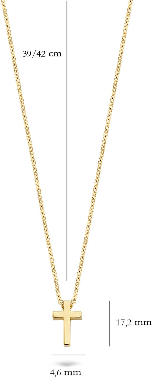 Blush Blush Collier met Hanger 3091YGO 14k Geelgoud Kruis Ketting 42cm Goud