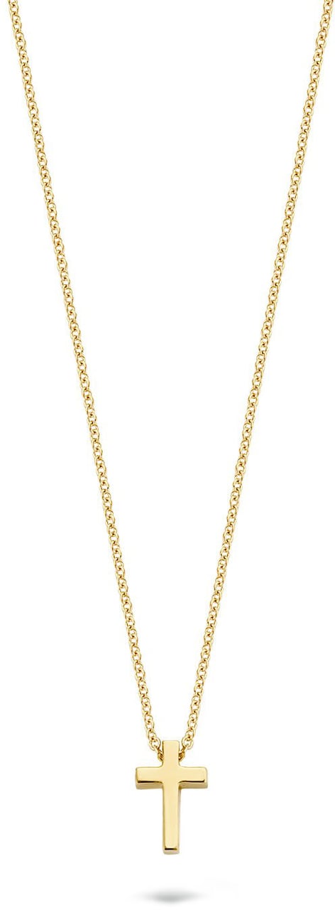 Blush Blush Collier met Hanger 3091YGO 14k Geelgoud Kruis Ketting 42cm Goud