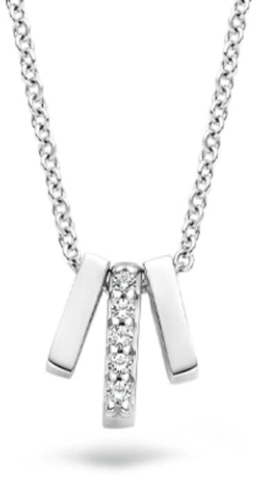 Blush Blush Collier 3122WZI 14k Witgoud met 3 Staafjes gezet met Zirkonia's 42cm Zilver