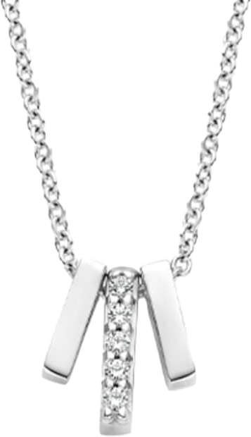 Blush Blush Collier 3122WZI 14k Witgoud met 3 Staafjes gezet met Zirkonia's 42cm Zilver