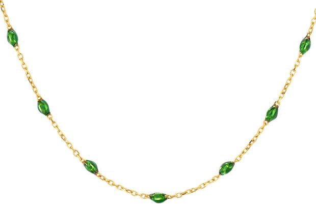 Blush Blush Collier 3162YRG 14k Geelgoud met Groene Bolletjes 42cm Goud