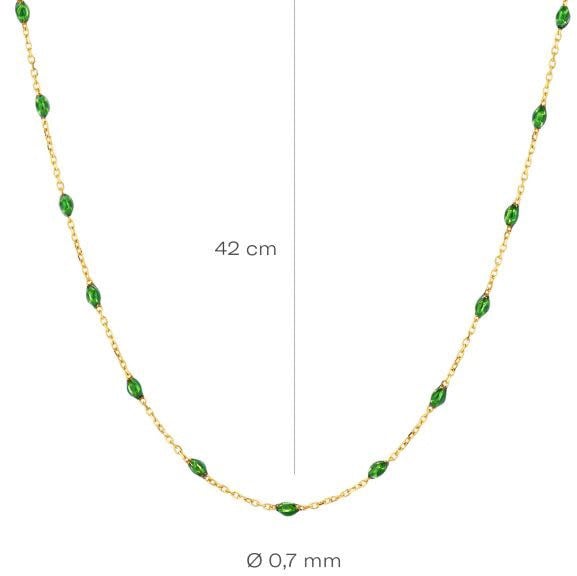 Blush Blush Collier 3162YRG 14k Geelgoud met Groene Bolletjes 42cm Goud