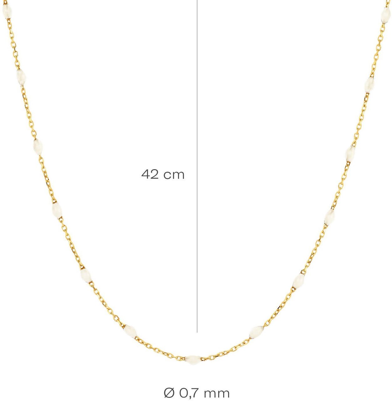 Blush Blush Collier 3162YRM 14k Geelgoud met Witte Bolletjes 42cm Goud