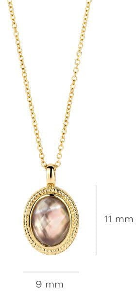 Blush Blush Collier 3169YBQ 14K Geelgoud met Zwarte Parelmoer Bergkristal Goud