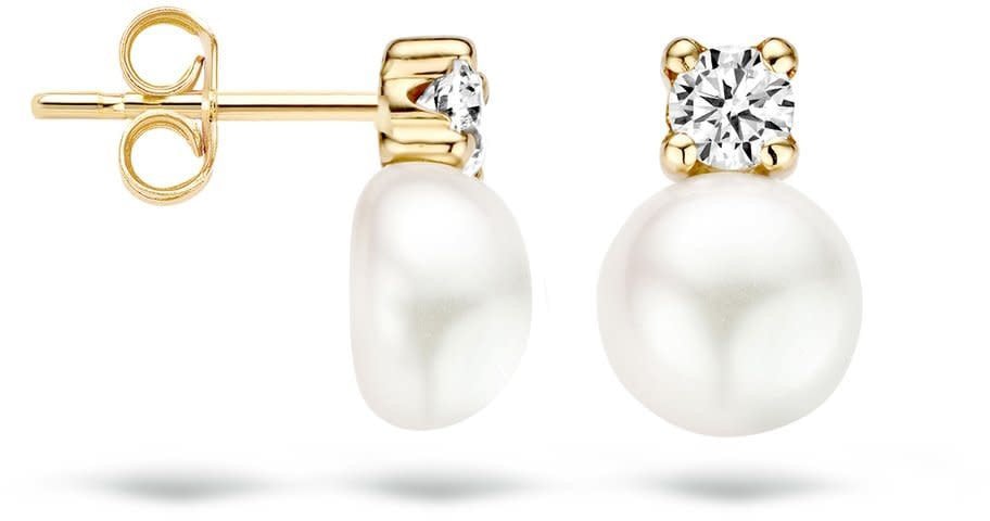 Blush 7147YPW Oorbellen 14 krt geelgoud met zirkonia en Zoetwater parel Goud