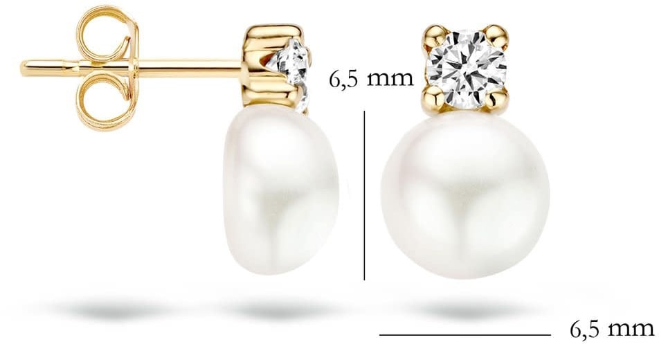 Blush 7147YPW Oorbellen 14 krt geelgoud met zirkonia en Zoetwater parel Goud