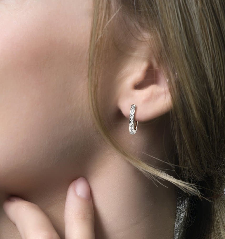 Blush Blush Oorbellen 7163WZI Oorringen 14kr Witgoud met Zirkonia 2mm x 12.4mm Zilver