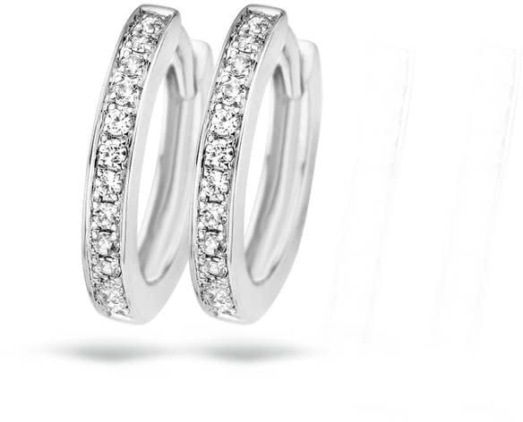 Blush Blush Oorbellen 7163WZI Oorringen 14kr Witgoud met Zirkonia 2mm x 12.4mm Zilver