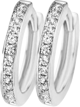 Blush Blush Oorbellen 7163WZI Oorringen 14kr Witgoud met Zirkonia 2mm x 12.4mm Zilver