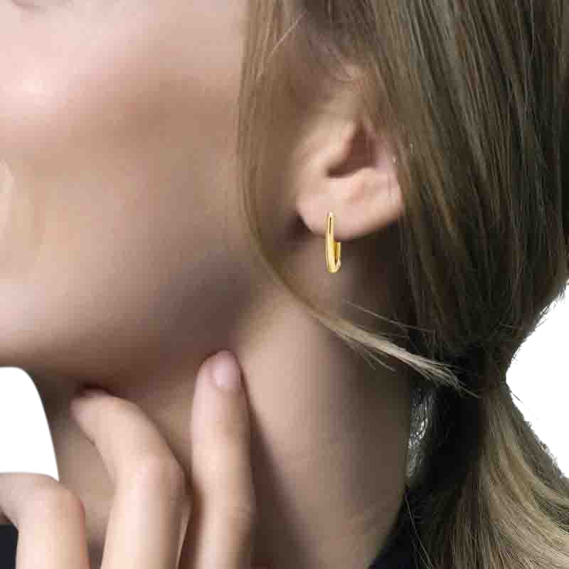 Blush Blush Oorbellen 7219YGO Oorringen 14kr Geelgoud Ovaal 2mm x 17mm Goud