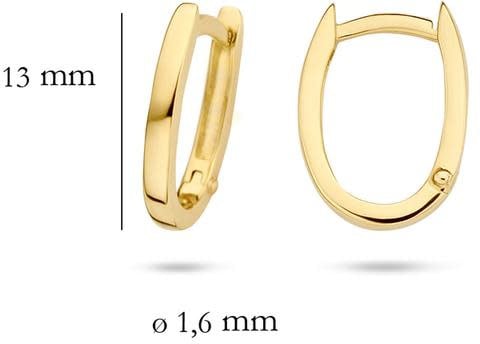 Blush Blush Oorbellen 7223YGO 14k Geelgoud Vlak Ovaal 1.6mm x 13mm Goud