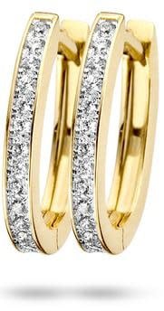 Blush Blush Oorbellen 7234BZI 14k Geelgoud Ovaal gezet met Briljant geslepen Zirkonia 1.9mm x 15.4mm Goud