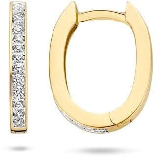 Blush Blush Oorbellen 7234BZI 14k Geelgoud Ovaal gezet met Briljant geslepen Zirkonia 1.9mm x 15.4mm Goud