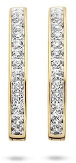 Blush Blush Oorbellen 7234BZI 14k Geelgoud Ovaal gezet met Briljant geslepen Zirkonia 1.9mm x 15.4mm Goud