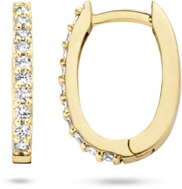 Blush Blush Oorbellen 7236YZI Oorringen 14kr Geelgoud met Zirkonia 1.9mm x 15.4mm Goud