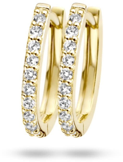 Blush Blush Oorbellen 7236YZI Oorringen 14kr Geelgoud met Zirkonia 1.9mm x 15.4mm Goud