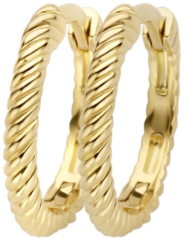 Blush Blush Oorbellen 7266YGO 14k Geelgoud met Ribbel Motief Goud