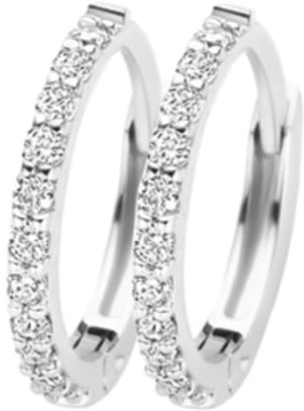 Blush Blush Oorbellen 7269WZI 14k Witgoud met Zirkonia 1.2mm x 11mm Zilver
