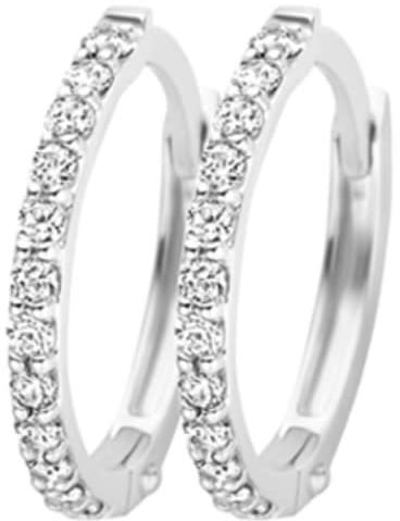 Blush Blush Oorbellen 7270WZI Oorringen 14kr Witgoud met Zirkonia 1.2mm x 11.6mm Zilver