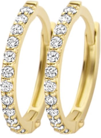 Blush Blush Oorbellen 7270YZI Oorringen 14kr Geelgoud met Zirkonia 1.2mm x 11.6mm Goud