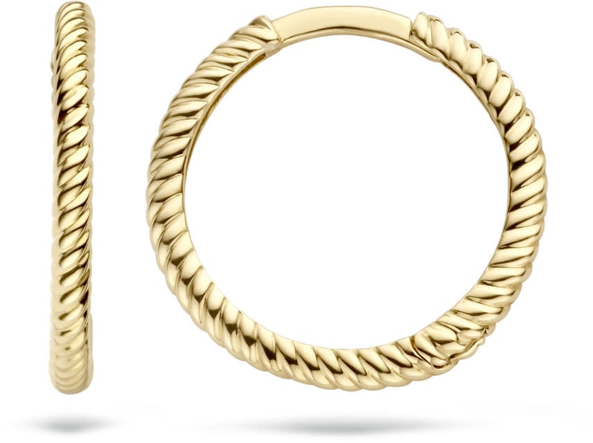 Blush Blush Oorbellen 7286YGO Oorringen 14k Geelgoud met Gedraait Motief 16mm Goud