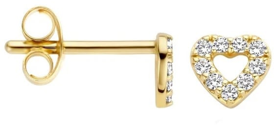 Blush Blush Oorbellen 7299YZI 14k Geelgoud Hartvorm met Zirkonia Goud