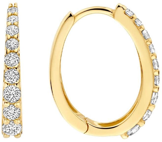 Blush Blush Oorbellen 7342YZI Ovaal 14k Geelgoud met Zirkonia 2.8mm x 16.6mm Goud