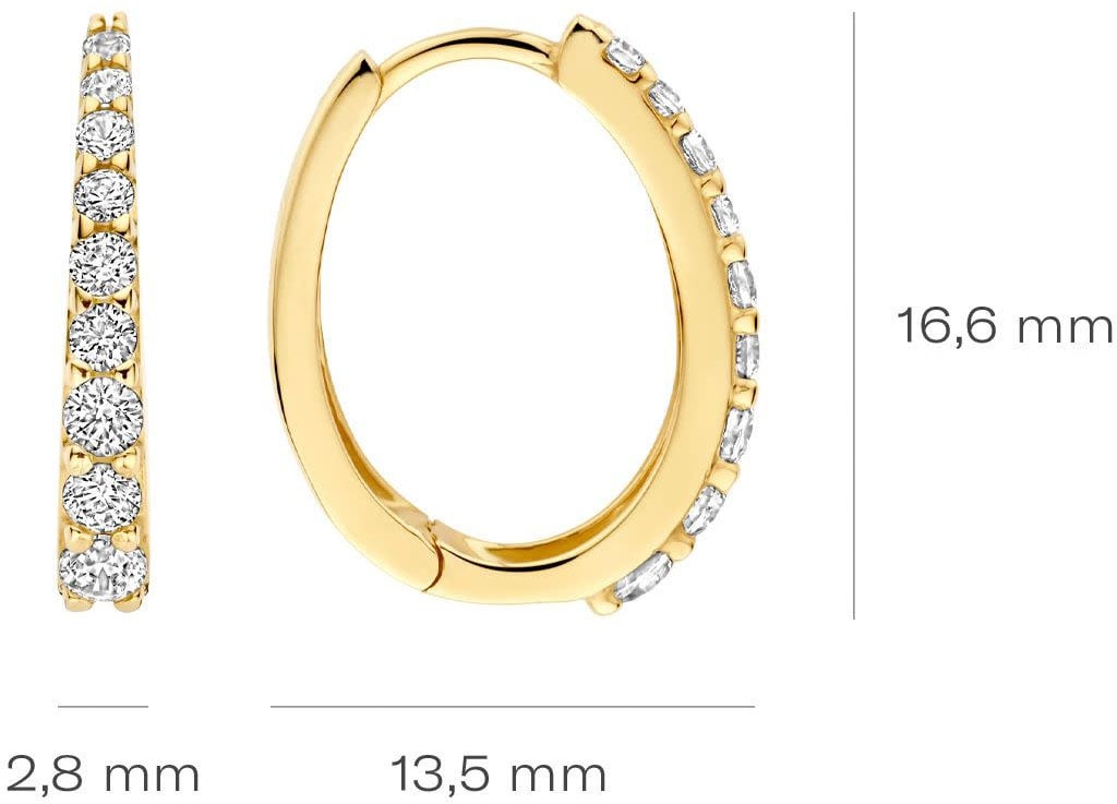 Blush Blush Oorbellen 7342YZI Ovaal 14k Geelgoud met Zirkonia 2.8mm x 16.6mm Goud