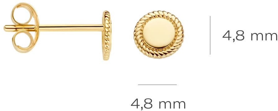 Blush Blush Oorknoppen 7350YGO 14k geelgoud plat bolletje met gedraaide rand Goud