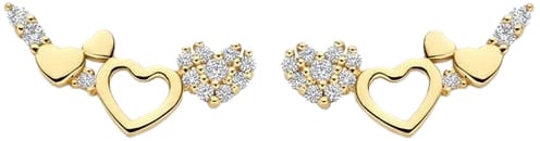Blush Blush Oorbellen 7376YZI 14k Geelgoud Hartjes en Zirkonia Goud