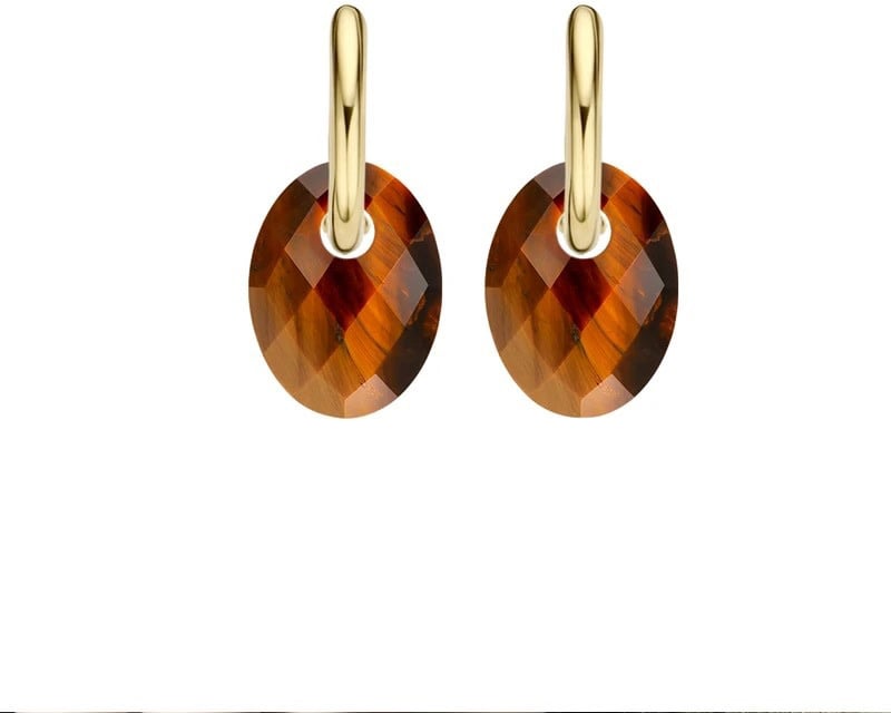 Blush Blush Oorbedels 810TIGO Medium Tijgeroog 12mm x 20mm Bruin