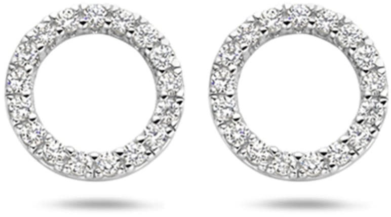 Blush Blush Oorbedels 9066WZI 14k Geelgoud met Zirkonia 7,5 mm Zilver