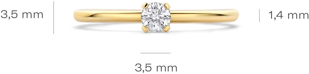 Blush Blush Ring LG1027Y/54 14k Geelgoud met 0,15crt G VS 1 Lab Grown Diamant Maat 54 Goud