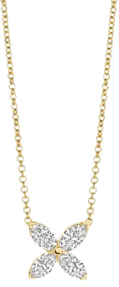 Blush Blush Collier LG3013Y 14k Geelgoud Bloem met 0,40crt H SI Marquise geslepen Lap Grown Diamant 42cm Goud