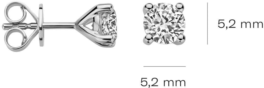 Blush Blush Oorbellen LG7003W 14k Witgoud met 2-0.90crt H SI Briljant geslepen Labgrown Diamant 5,2mm Zilver