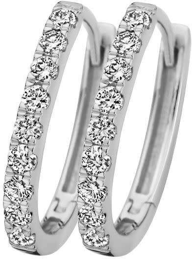 Blush Blush Oorbellen LG7008W 14k Witgouden Ovalen Creolen met Lab Grown Diamanten 0.45ct 16mm Zilver