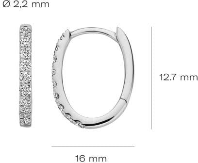 Blush Blush Oorbellen LG7008W 14k Witgouden Ovalen Creolen met Lab Grown Diamanten 0.45ct 16mm Zilver