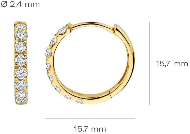 Blush Blush Oorbellen LG7032Y 14k Geelgouden Creolen met Briljant Geslepen Lab Grown Diamant Goud