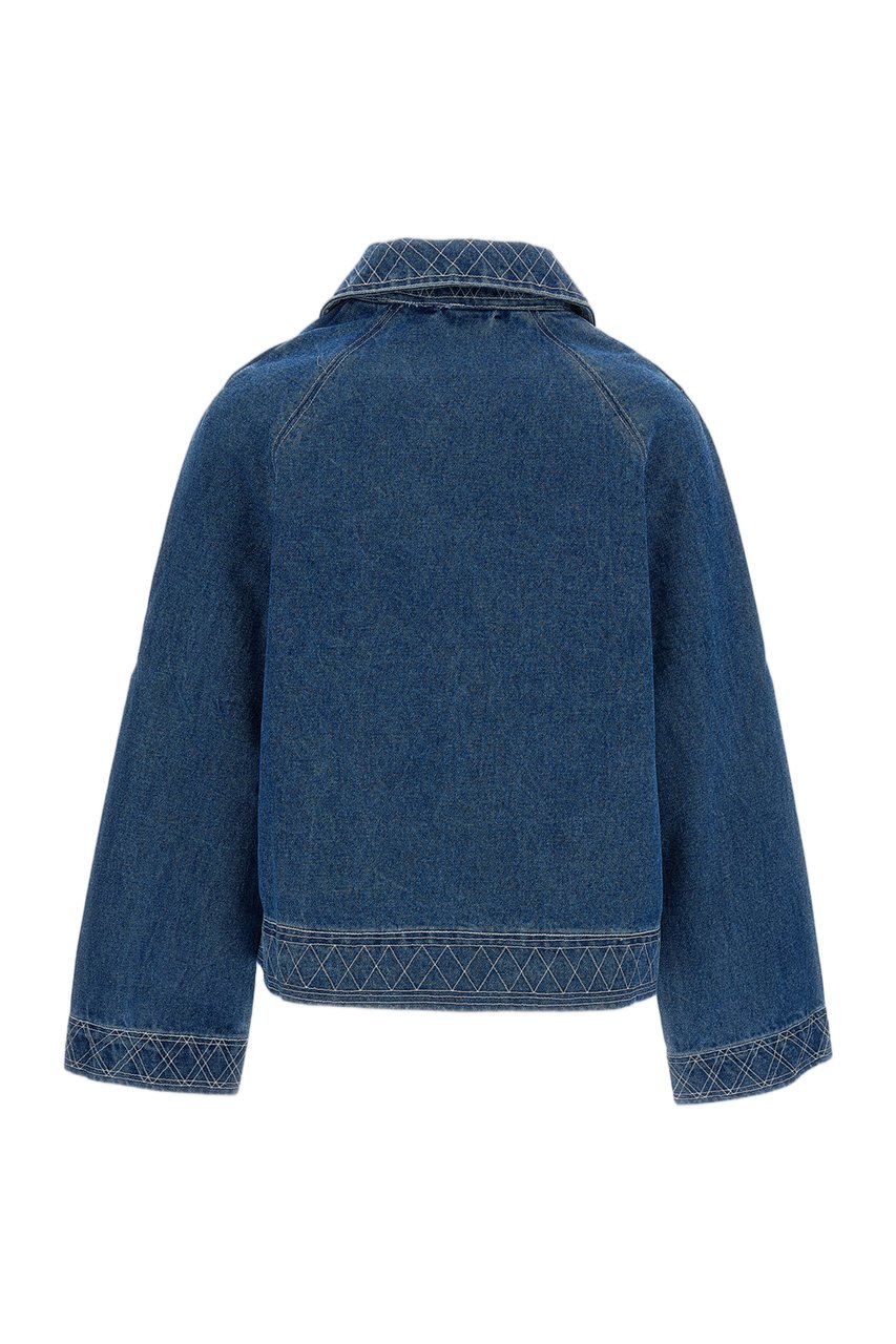 BODE Blue Embroidered Denim Jacket Blauw
