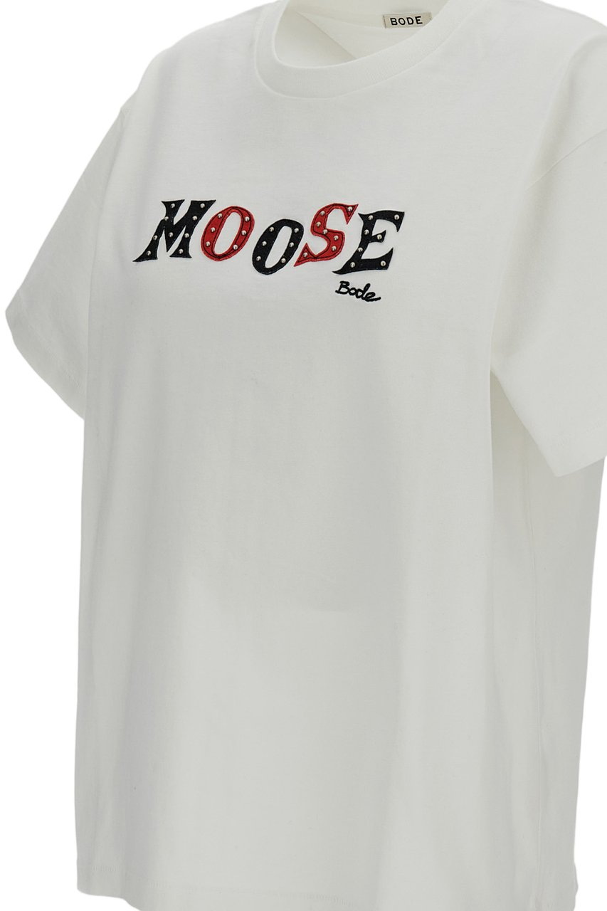 BODE White Moose Short Sleeve Tee Wit