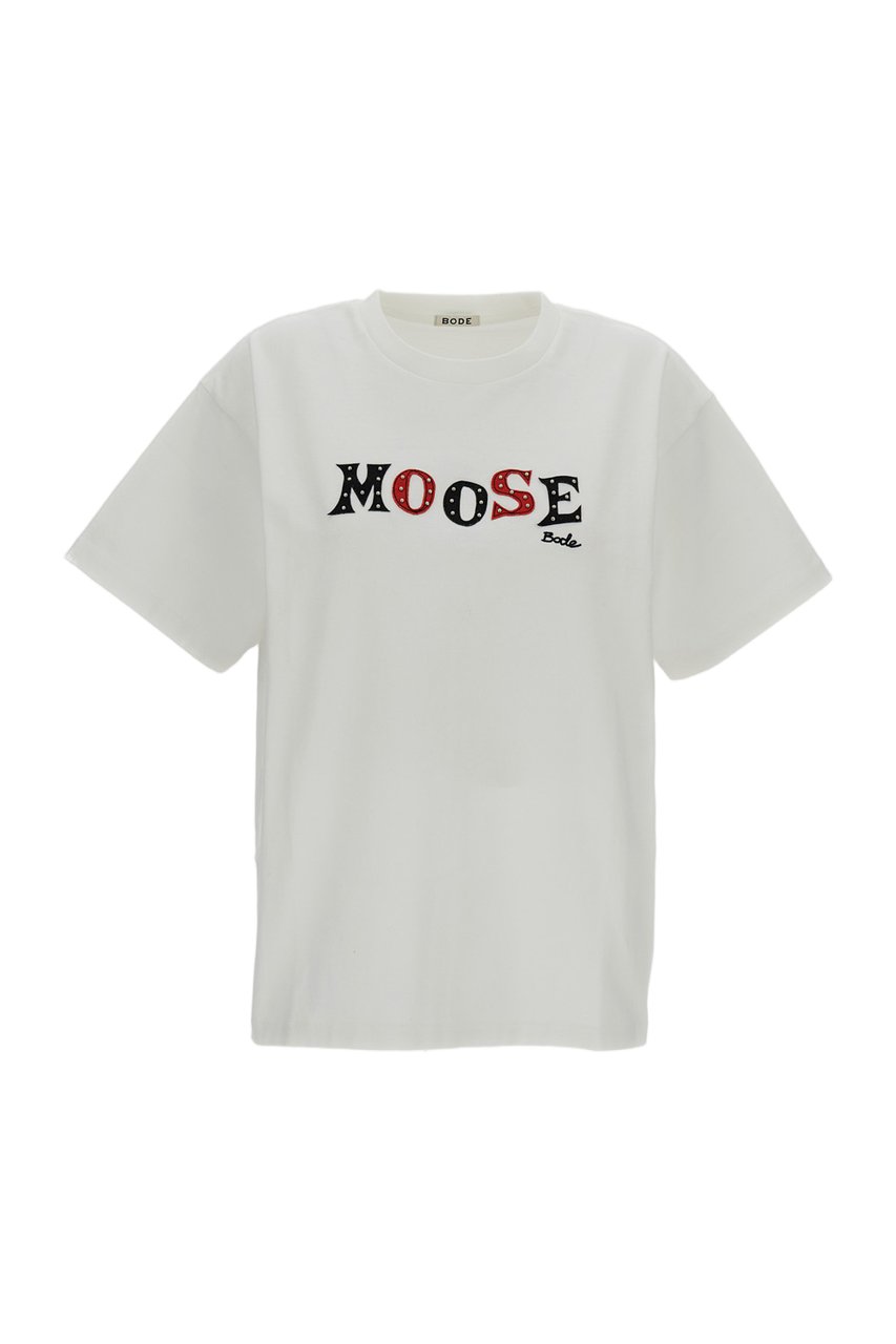 BODE White Moose Short Sleeve Tee Wit