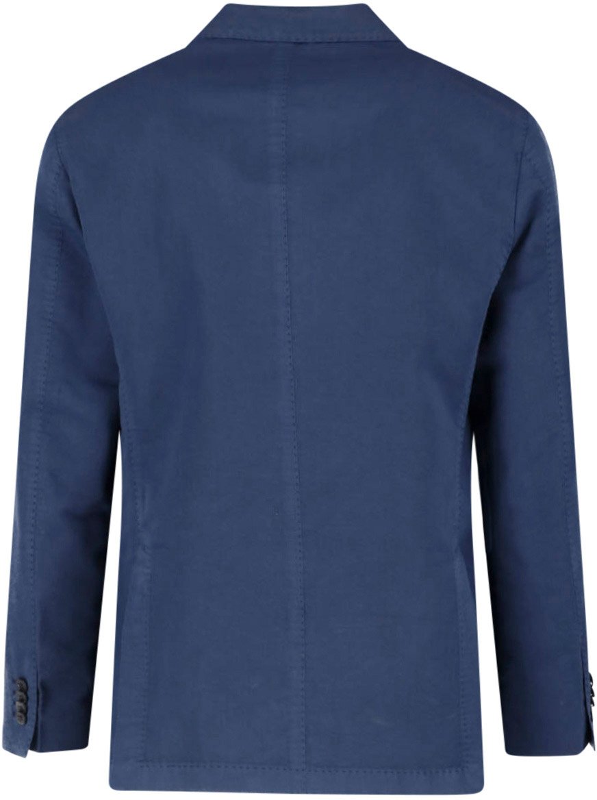 Boglioli Blue Cotton-Silk Double-Breasted Blazer Blauw