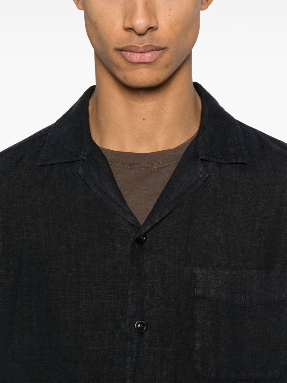 Boglioli Relaxed Fit Black Camp Collar Shirt Zwart